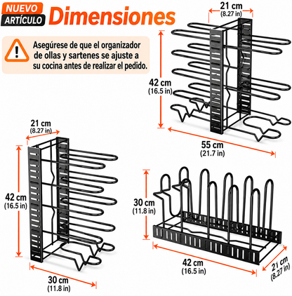 🍳 Organizador de Sartenes y Ollas de 8 Niveles | Más Orden y Espacio en tu Cocina