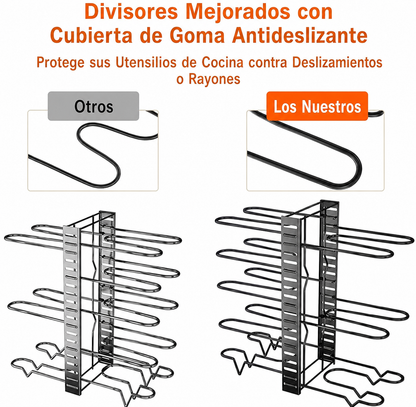 🍳 Organizador de Sartenes y Ollas de 8 Niveles | Más Orden y Espacio en tu Cocina